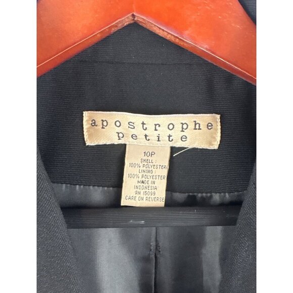 Apostrophe Petite Black Blazer Womens Size 10P 100% Polyester - Picture 3 of 4
